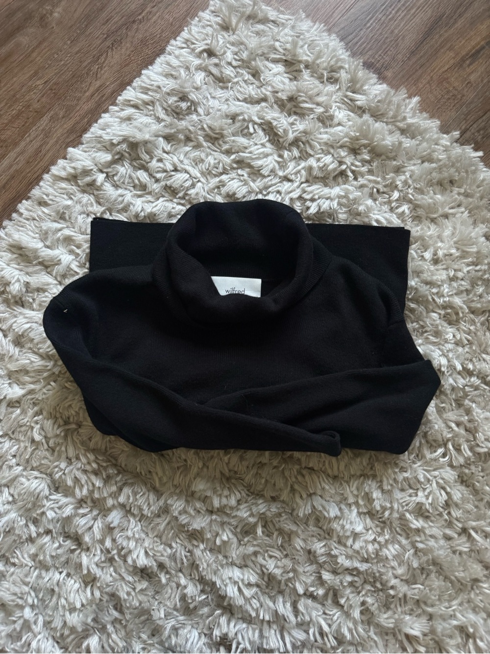 Aritzia Wilfred Merino Wool Blend Black Funnel Neck Sweater